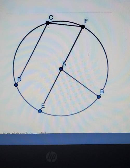 If a is the center of the circle which of these is/are RADII?

a dc b efc a.fd eae cf