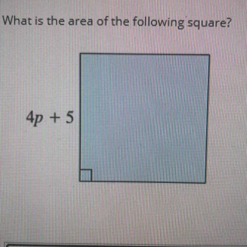 What is the area of the following square?
4p + 5