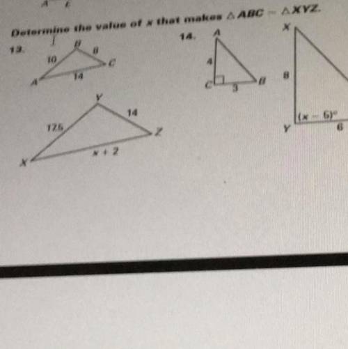 Determine the value of x that makes triangle abc- triangle xyz