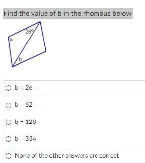 Find the value of b in the rhombus below
