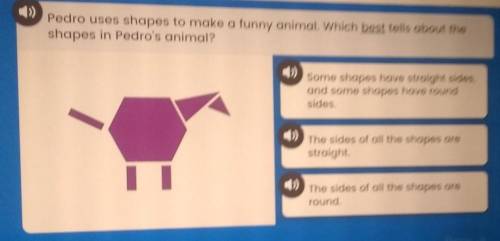 Pedro uses shapes to make a funny animal. Which best tells about the shapes in Pedro's animal? 15)