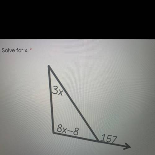 Solve for x using the exterior angle theorem.