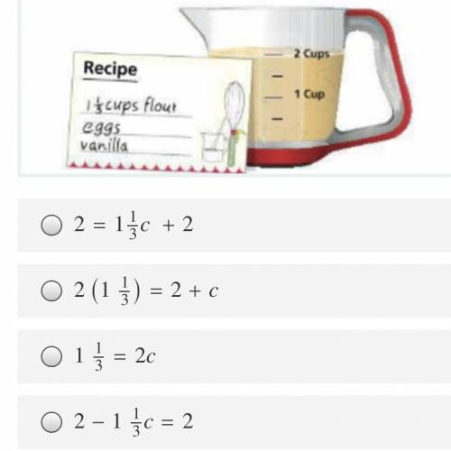 See the image and select the correct equation that represents the problem. Let c be the amount of f