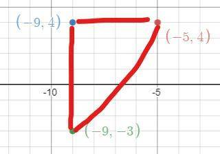 HELP ASAP PLEASE!
What is the PERIMETER of figure ABC?
A (-5,4) B (-9,4) C (-9, -3)