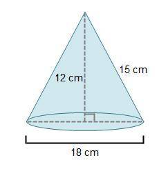 What is the lateral surface area of the cone?

A cone with diameter 18 centimeters, height of 12 c