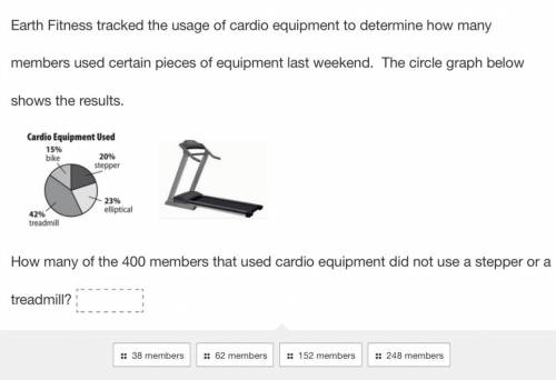 Earth fitness tracked the usage of cardio equipment to determine how many members used certain piec