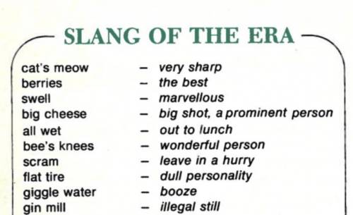 Write a paragraph using at least 10 1920’s slang words.