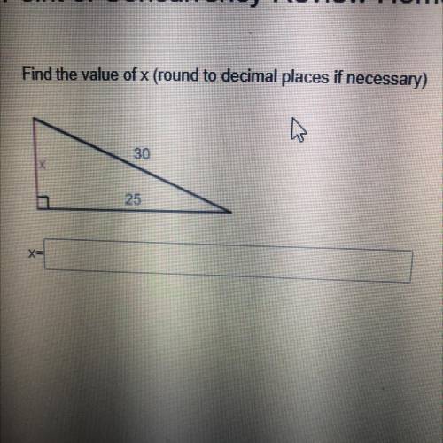 Find the value of x (round to decimal places if necessary)