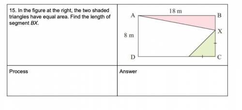 In the figure at the right, the two shaded triangles have equal area. Find the length of segment B