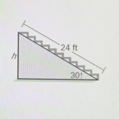 A 24 foot long bleacher stand has a

base angle of 30°. How high above the ground
is the last row
