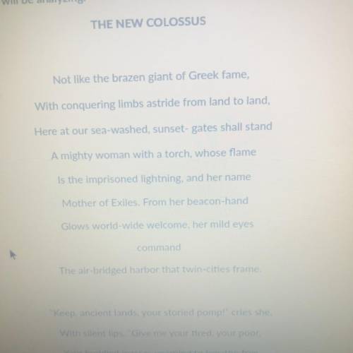 What important change happens in the last six lines of the sonnet The

New Colossus? *
a. The po