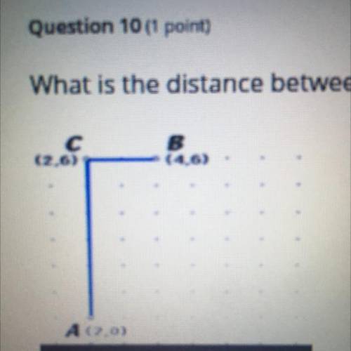 What is the distance between the two coordinates points c and b?