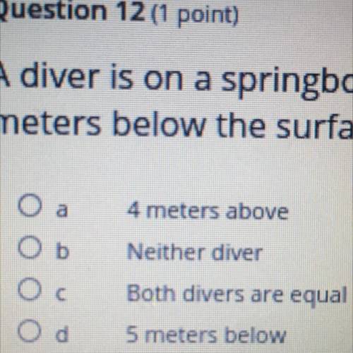 A diver is on a springboard that is 4 meters above the surface of the pool. another diver is 5 mete