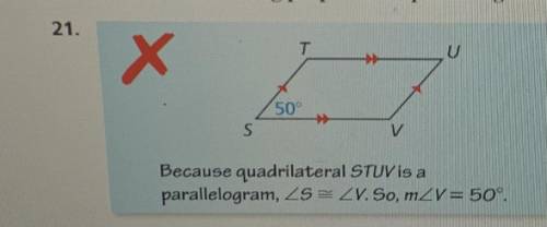 Describe and correct the error in using properties of parallelograms.