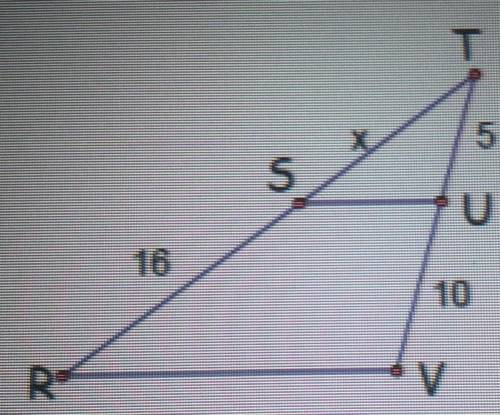 Find the value of x in the triangle. SU RV