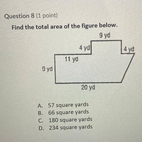 WILL MARK BRAINLIEST IF CORRECT Find the total area of the figure below.