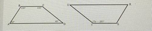 Given polygon ABCD = polygon RSTU, determine the value of x