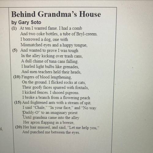 What is the BEST inference the reader could make about the boy in Behind Grandma's House?