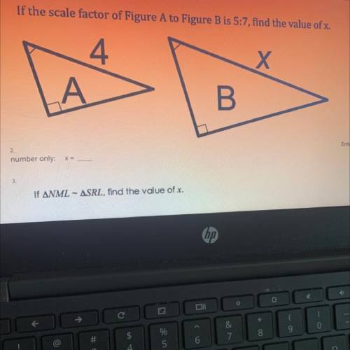 If the scale factor of Figure A to Figure b is 5:7 ,find the value of x