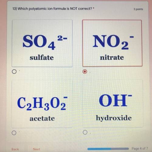Which polyatomic ion formula is NOT correct?