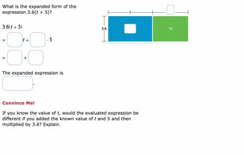 1. What is the expanded form of the expression 3.6(t + 5)?

2. If you know the value of t, would t