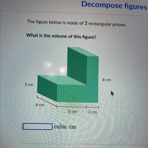 The figure below is made of 2 rectangular prisms.

What is the volume of this figure?
Help asp!!