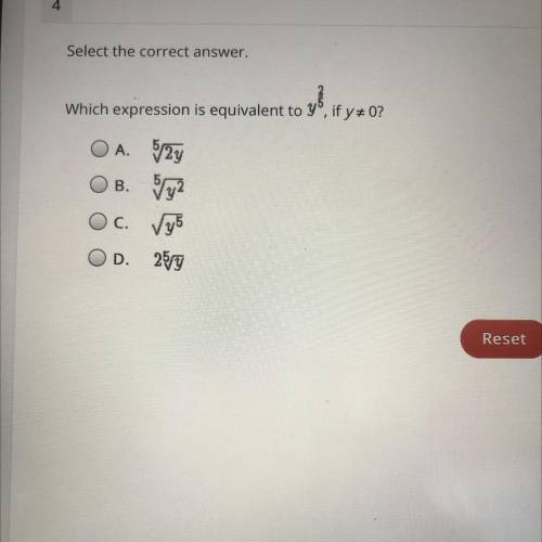 Select the correct answer. Which expression is equivalent to Y^2/5, if Y≠0
