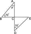 What is the measure of angle CED?

answer choices: 
1. p over 2, because Triangle ABC is congruent