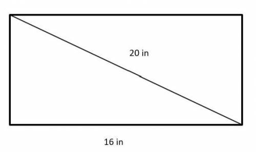 Find the Area of a rectangle whose width is 16 inches and diagonal is 20 inches?

What are the dim