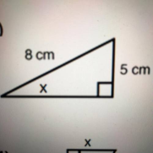 Find the size of the angle using Sohcahtoa or Pythagoras.