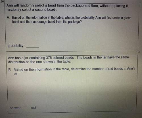 ￼ Can someone please help me with these probability questions? Image attached.

Beads in the Packa