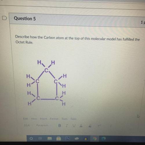 Describe how the Carbon atom at the top of this molecular model has fulfilled the

Octet Rule.
Pls