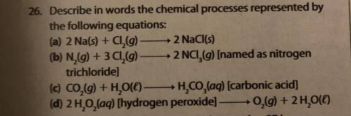 I need help with Question 26. Describe in words the chemical processes represented by the following