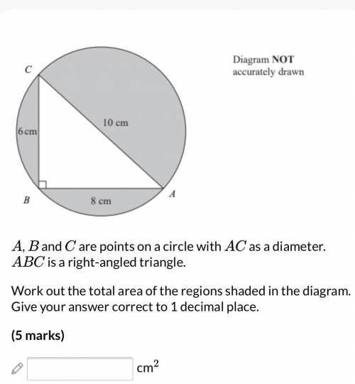 A

, 
B
and 
C
are points on a circle with 
A
C
as a diameter.
A
B
C
is a right-angled triangle.
W