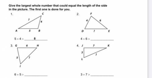 Hellllppppppppp pleaseeee
Find the largest whole number to equal the length of the triangle