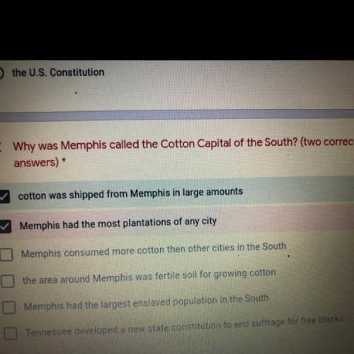 Why was Memphis called the cotton capital of the south? (two correct answers)