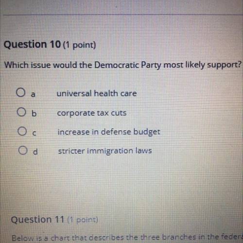 Which issue would the Democratic Party
most
likely support?