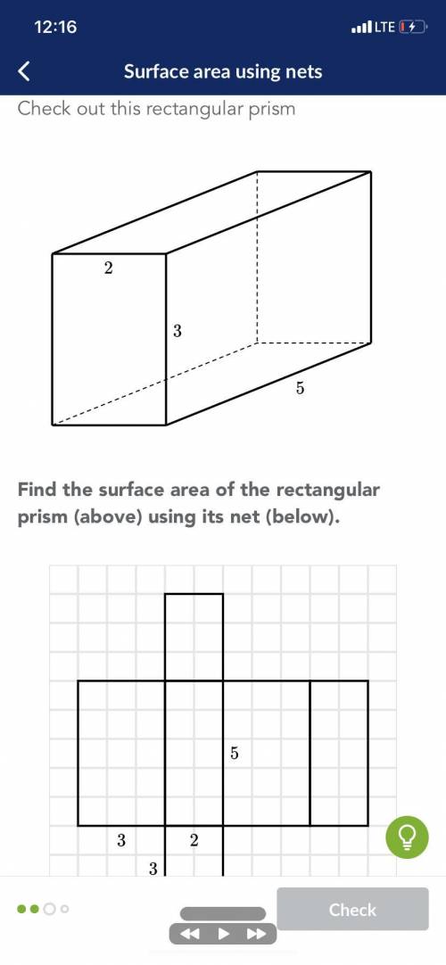 Find the surface area of the rectangular prism using its net