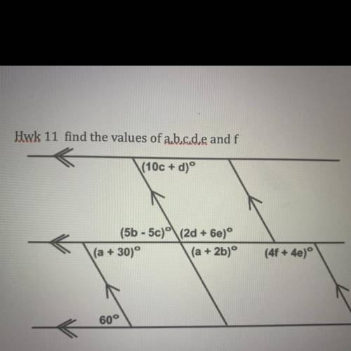 Help please? Find the values of a,b,c,d,e and f