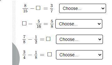 Choose Yes or No to tell if the fraction 5/ 8 will make each equation true.
