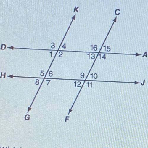 In the figure below line AD is parallel to the line HJ and line GK is parallel to line CF.

which