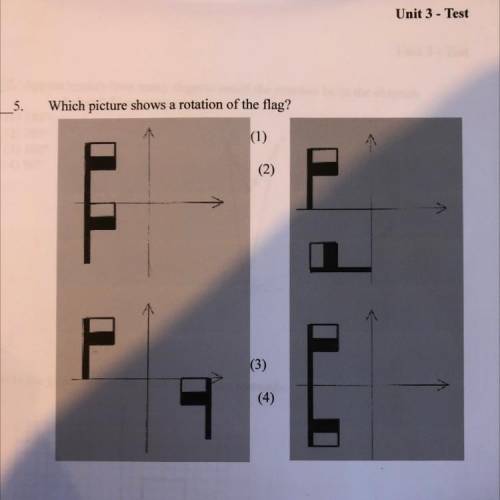 5.
Which picture shows a rotation of the flag?
(1)
(2)
(3)
(4)