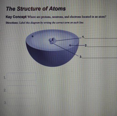The Structure of Atoms Key Concept Where are protons, neutrons, and electrons located in an atom? D
