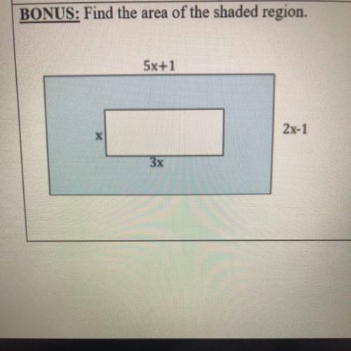 Find the area of the shaded region: