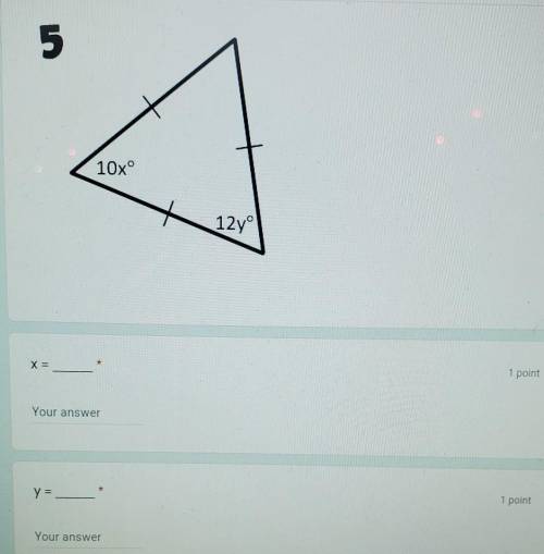 I need help solving for the missing angles x and y, will mark brainlest