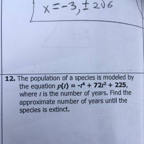 Number 12 The population of a species is modeled by the equation p(t) where t is the number of year