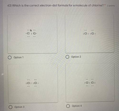 Which is the correct electron-dot formula for the molecule chlorine?