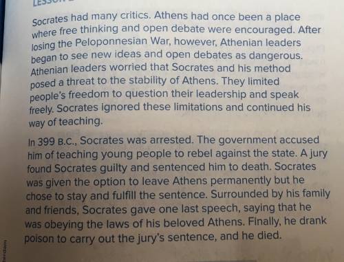 Plsss Help!!!

Underline the sentence that describes one difference between Socrates and Plato why