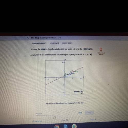 What is the slope intercept equation of the line?