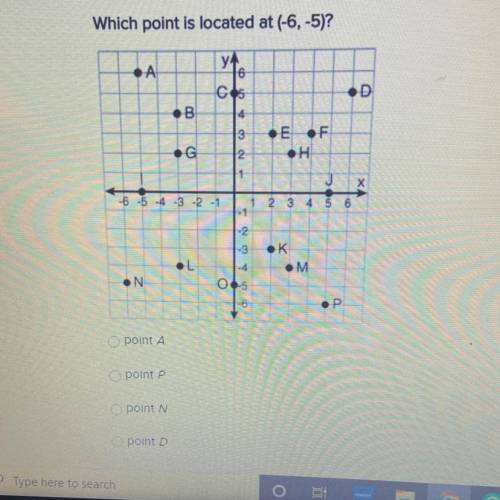 PLEASE HURRY!! Which point is located at (-6,-5)?